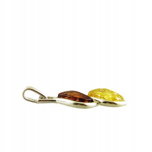 PIĘKNY SREBRNY WISIOREK Z BURSZTYNEM ZAWIESZKA SREBRO 925