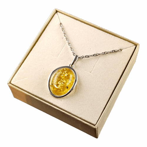 WISIOREK SREBRNY z DUŻYM CERTYFIKOWANYM Bursztynem Srebro ELEGANCKA PIĘKNA