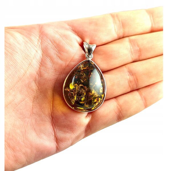 WISIOREK SREBRNY z CERTYFIKOWANYM Bursztynem NIEPOWTARZALNY SREBRO 925