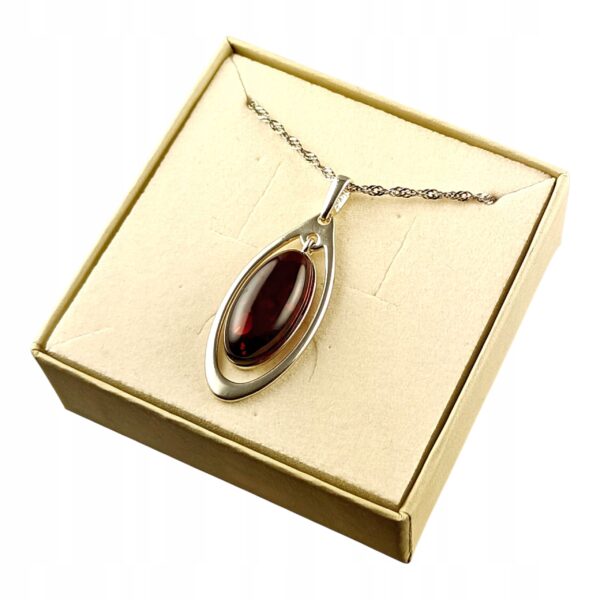 WISIOREK SREBRNY z DUŻYM CERTYFIKOWANYM Bursztynem Srebro ELEGANCKA PIĘKNA