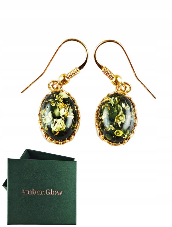 Kolczyki srebrne pozłacane z bursztynem - wiszące