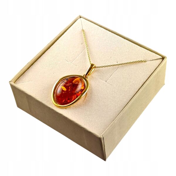 WISIOREK ZŁOTY Z CERTYFIKOWANYM BURSZTYNEM ZAWIESZKA SREBRO POZŁACANE 925