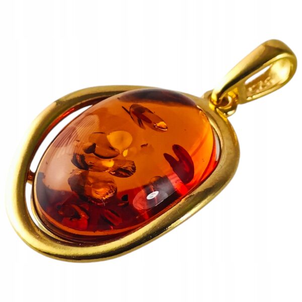 WISIOREK ZŁOTY Z CERTYFIKOWANYM BURSZTYNEM ZAWIESZKA SREBRO POZŁACANE 925