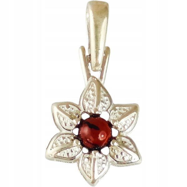 WISIOREK SREBRNY z Bursztynem Srebro 925 Śliczny KWIATEK