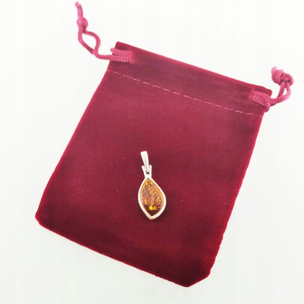 Wisiorek Srebrny z Bursztynem Bałtyckim LISTEK srebro 925