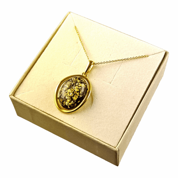 WISIOREK ZŁOTY Z CERTYFIKOWANYM BURSZTYNEM ZAWIESZKA SREBRO POZŁACANE 925