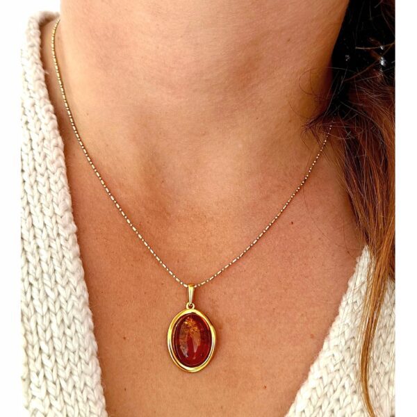 WISIOREK ZŁOTY Z CERTYFIKOWANYM BURSZTYNEM ZAWIESZKA SREBRO POZŁACANE 925