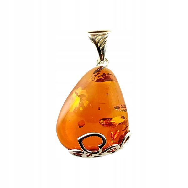 WISIOREK SREBRNY z CERTYFIKOWANYM Bursztynem NIEPOWTARZALNY SREBRO 925