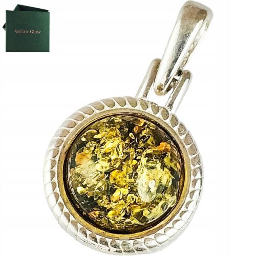 WISIOREK SREBRNY Z BURSZTYNEM BAŁTYCKIM ZAWIESZKA OKRĄGŁY SREBRO 925