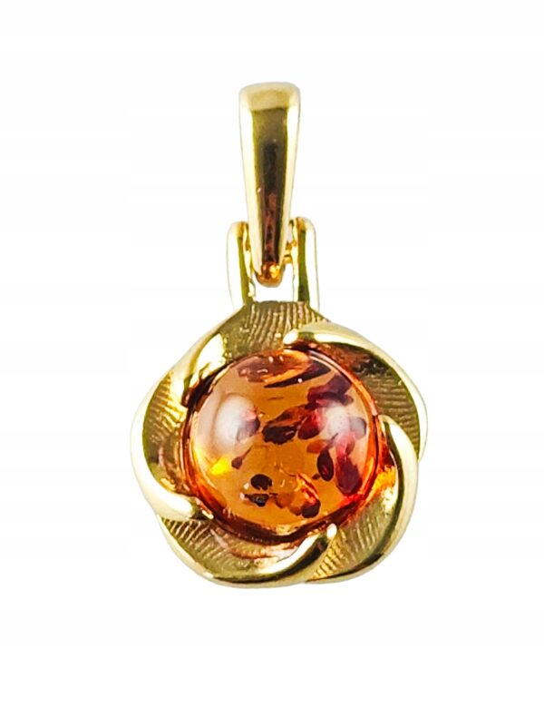 Wisiorek Srebrny z Bursztynem Bałtyckim Złoty Pozłacany Srebro