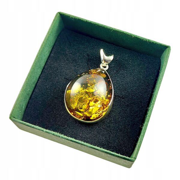 WISIOREK SREBRNY z CERTYFIKOWANYM Bursztynem NIEPOWTARZALNY SREBRO 925