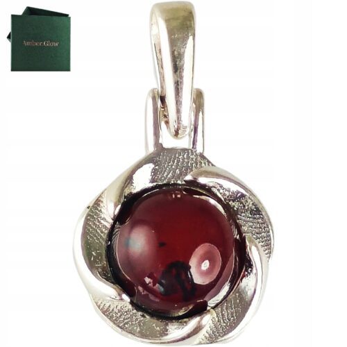 SREBRNY WISIOREK Z BURSZTYNEM PIĘKNY ŚLICZNY ZAWIESZKA Srebro AG 925