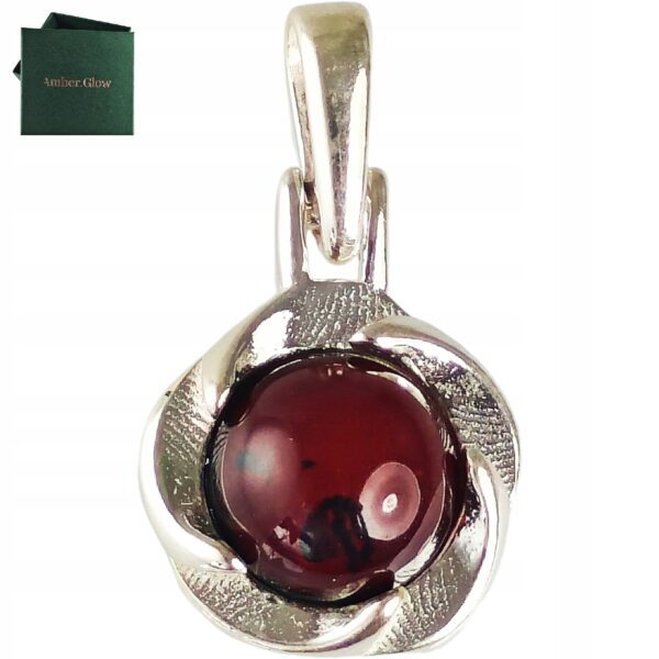 SREBRNY WISIOREK Z BURSZTYNEM PIĘKNY ŚLICZNY ZAWIESZKA Srebro AG 925