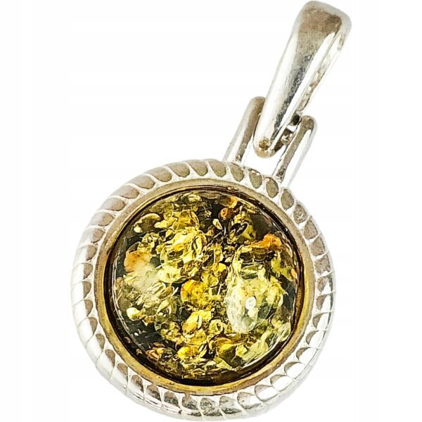 WISIOREK SREBRNY Z BURSZTYNEM BAŁTYCKIM ZAWIESZKA OKRĄGŁY SREBRO 925