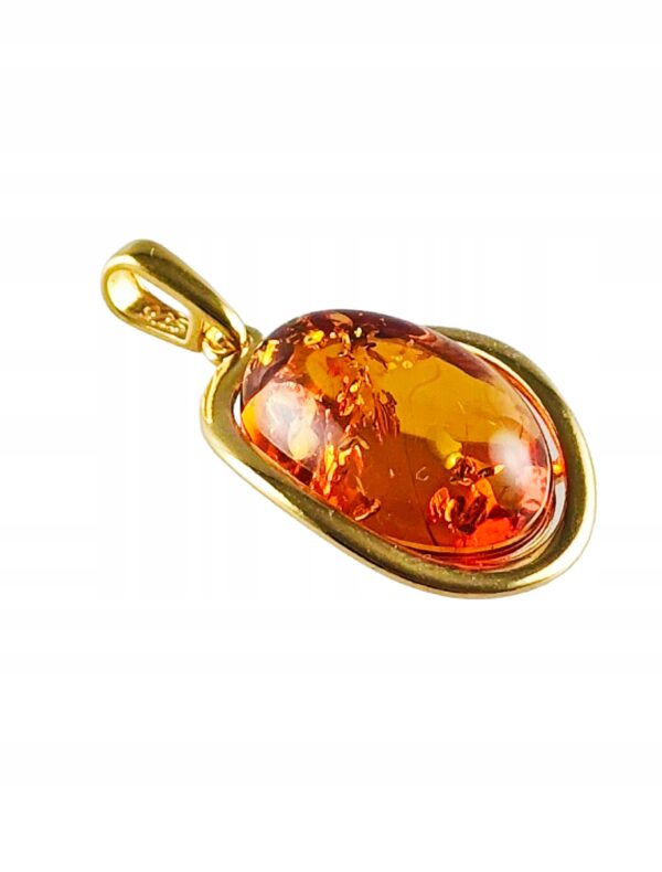 WISIOREK ZŁOTY Z CERTYFIKOWANYM BURSZTYNEM ZAWIESZKA SREBRO POZŁACANE 925