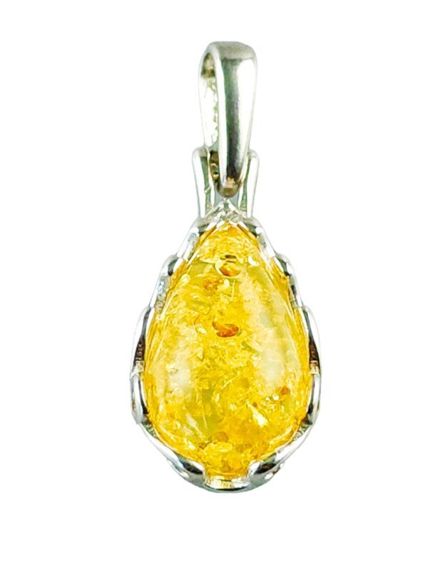 Wisiorek srebrny z cytrynowym bursztynem - koronkowy