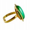 Pierścionek złoty regulowany z dużym malachitem - Srebro pozłacane 925 - Piękny elegancki
