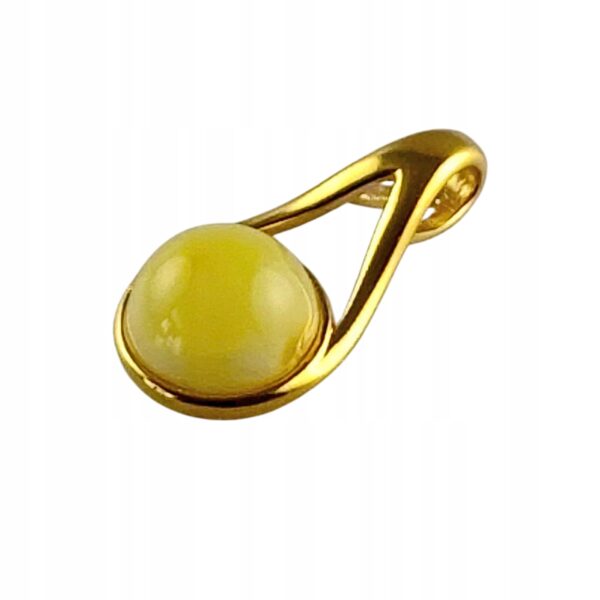 Wisiorek złoty z bursztynem - srebro pozłacane 925 - delikatny śliczny