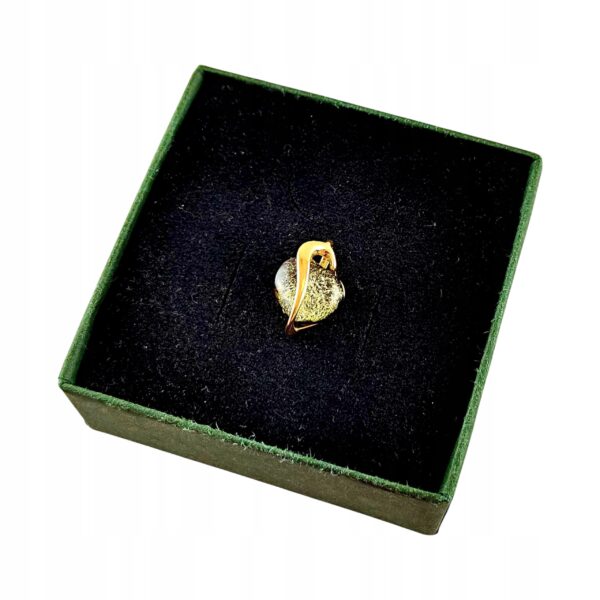 Wisiorek złoty serce serduszko z bursztynem - Srebro pozłacane 925