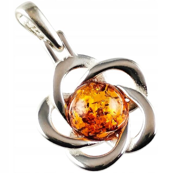 WISIOREK SREBRNY Z BURSZTYNEM BAŁTYCKIM DELIKATNY ZAWIESZKA SREBRO 925