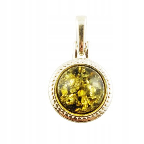 WISIOREK SREBRNY Z BURSZTYNEM BAŁTYCKIM ZAWIESZKA OKRĄGŁY SREBRO 925