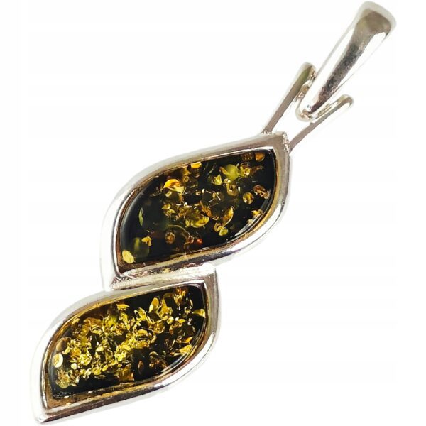 PIĘKNY SREBRNY WISIOREK Z BURSZTYNEM ZAWIESZKA SREBRO 925