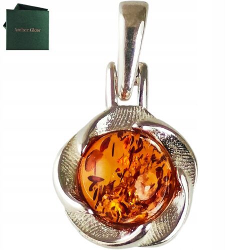 SREBRNY WISIOREK Z BURSZTYNEM PIĘKNY ŚLICZNY ZAWIESZKA Srebro 925