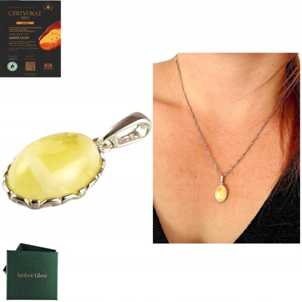 WISIOREK SREBRNY Z CERTYFIKOWANYM BURSZTYNEM ŚLICZNA DELIKATNA SREBRO 925