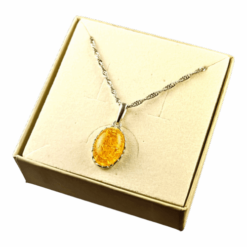 WISIOREK SREBRNY Z CERTYFIKOWANYM BURSZTYNEM ŚLICZNA DELIKATNA SREBRO 925