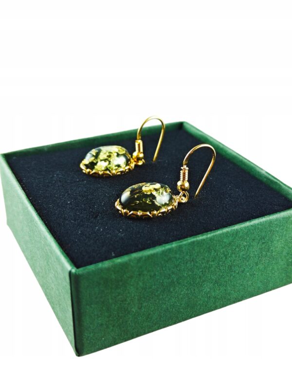 Kolczyki srebrne pozłacane z bursztynem - wiszące