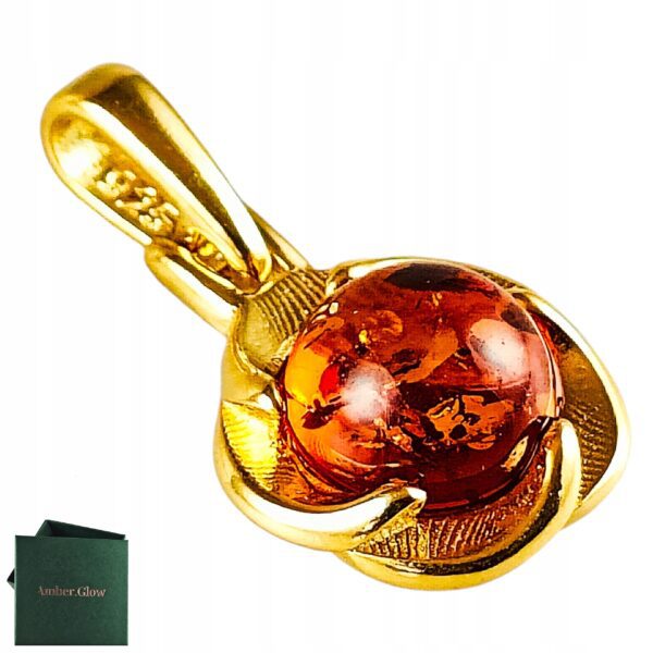 Wisiorek Srebrny z Bursztynem Bałtyckim Złoty Pozłacany Srebro