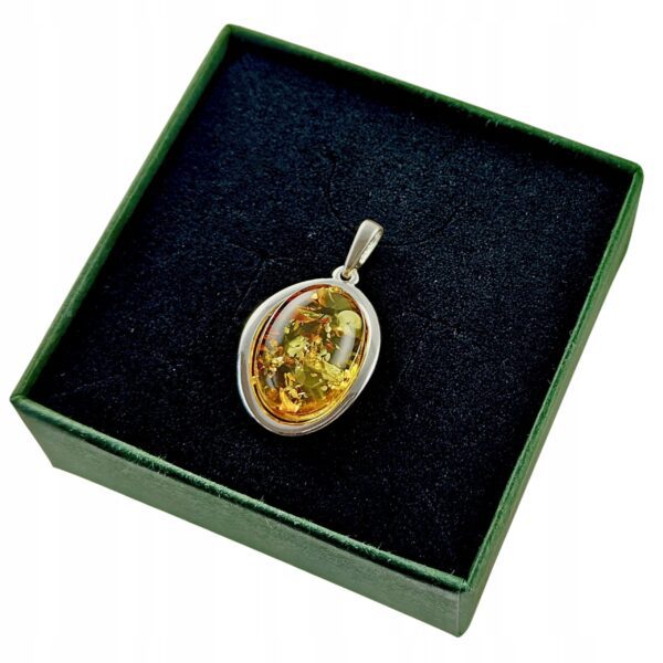 WISIOREK SREBRNY z DUŻYM CERTYFIKOWANYM Bursztynem Srebro ELEGANCKA PIĘKNA