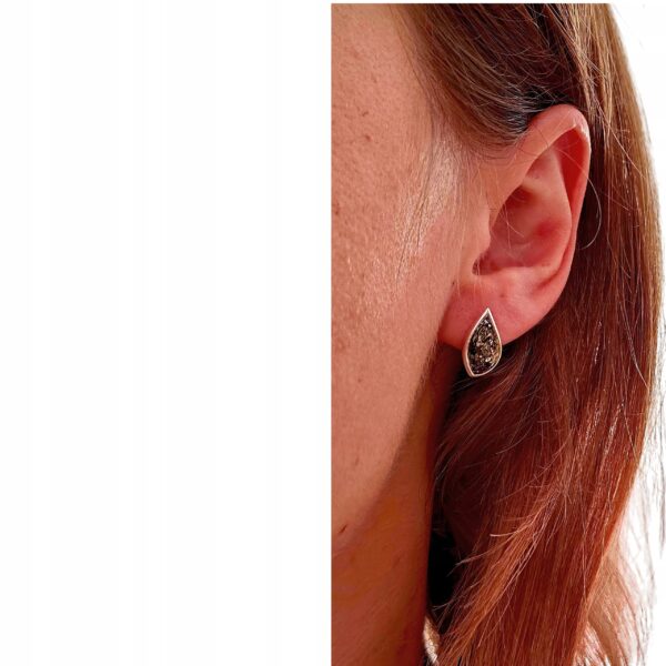 Kolczyki srebrne z bursztynem - klasyczne - srebro 925 - sztyft