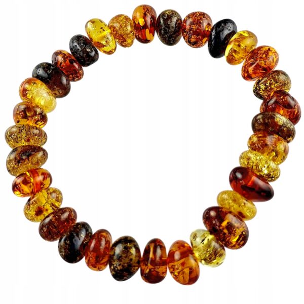 Bransoletka z certyfikowanym bursztynem - bursztyn szlifowany - Bransoletka na gumce