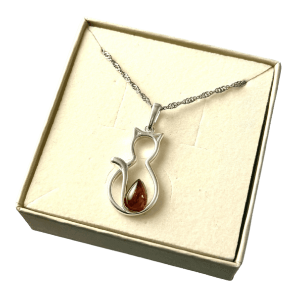 WISIOREK SREBRNY KOT KOTEK z Bursztynem WYJĄTKOWY DUŻY Srebro 925 PREZENT