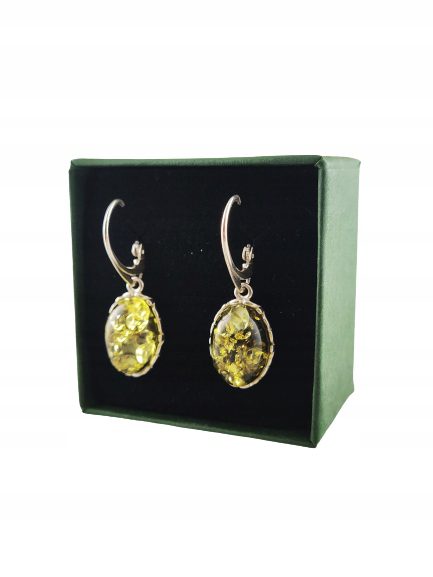 Kolczyki srebrne z bursztynem - wiszące