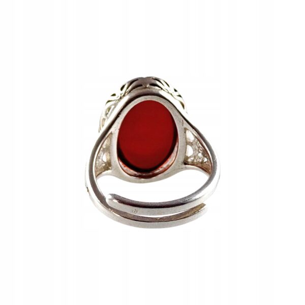 PIERŚCIONEK SREBRNY REGULOWANY z DUŻYM Bursztynem Srebro PIĘKNY ELEGANCKI