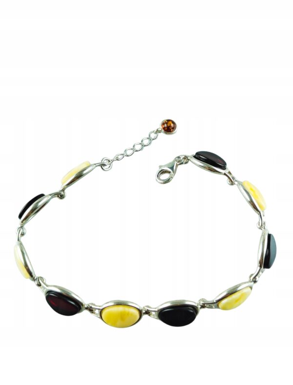 Bransoletka srebrna z bursztynem - klasyczna