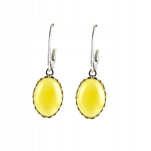 Kolczyki srebrne z mlecznym bursztynem - wyjątkowe piękne - srebro 925 - zapięcie angielskie