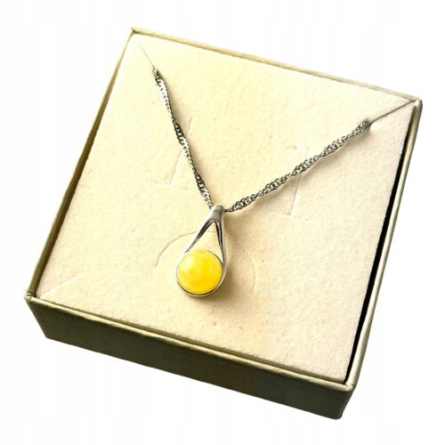 WISIOREK SREBRNY Z CERTYFIKOWANYM BURSZTYNEM DELIKATNY ŚLICZNY SREBRO 925