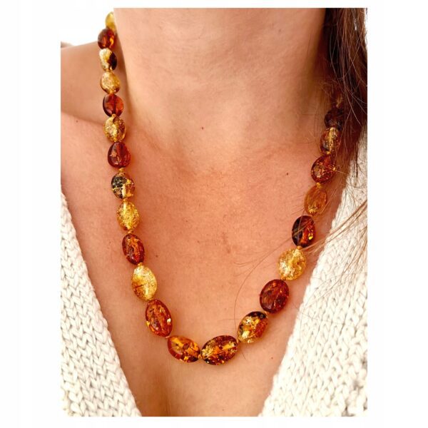 NASZYJNIK z CERTYFIKOWANYM BURSZTYNEM Ręcznie Wykonany ŚLICZNY PIĘKNY