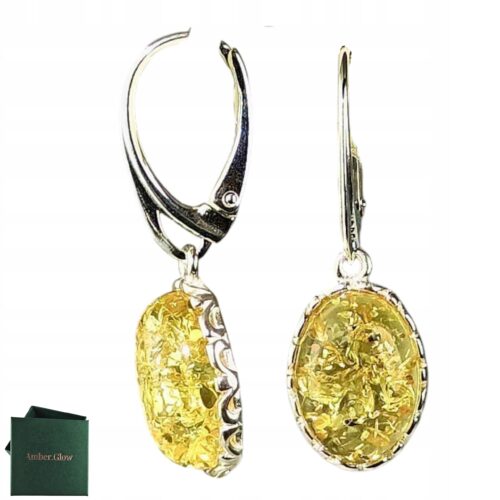 Kolczyki srebrne z bursztynem - wiszące