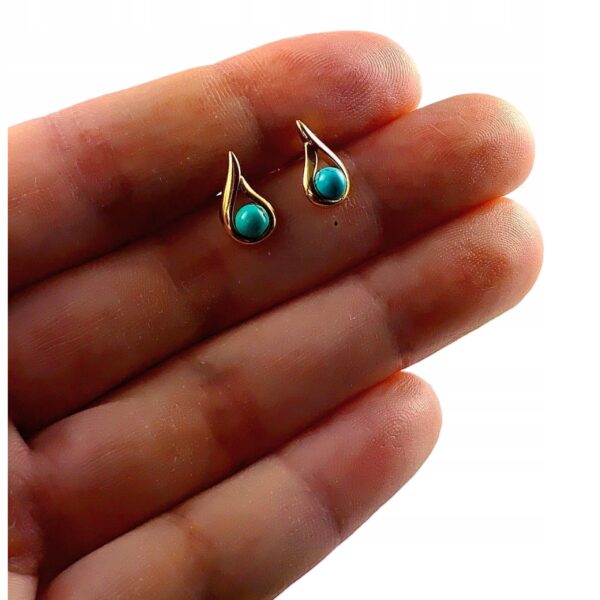 Kolczyki srebrne pozłacane z Turkusem - Delikatne