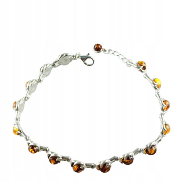 Bransoletka srebrna z koniakowym bursztynem