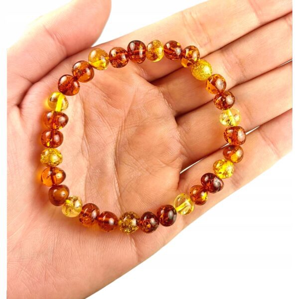 BRANSOLETKA z CERTYFIKOWANYM BURSZTYNEM Naturalna na Gumce Piękna ŚLICZNA