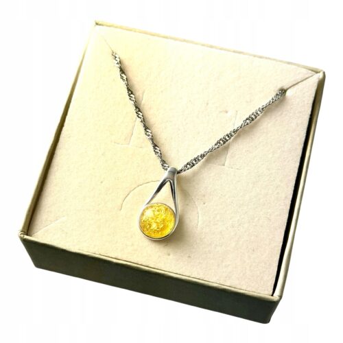 WISIOREK SREBRNY Z CERTYFIKOWANYM BURSZTYNEM DELIKATNY ŚLICZNY SREBRO 925