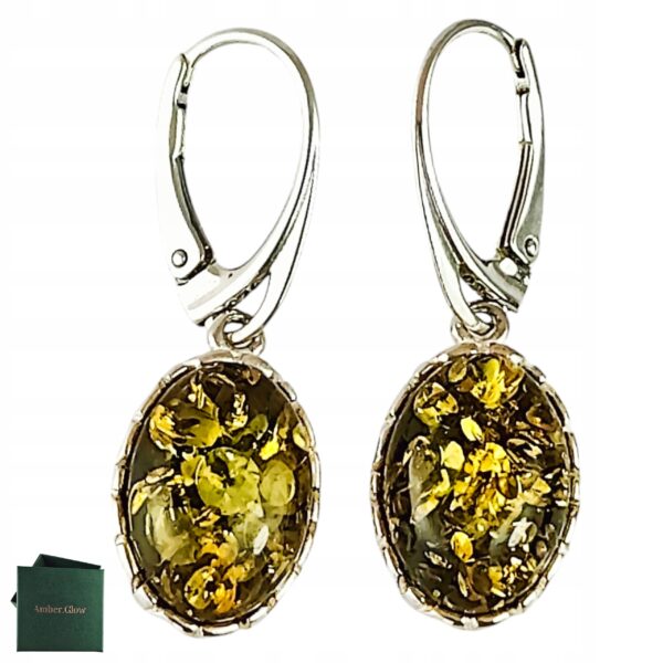 Kolczyki srebrne z bursztynem - wiszące