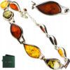 Bransoletka srebrna z bursztynem - kolorowa - piękna klasyczna