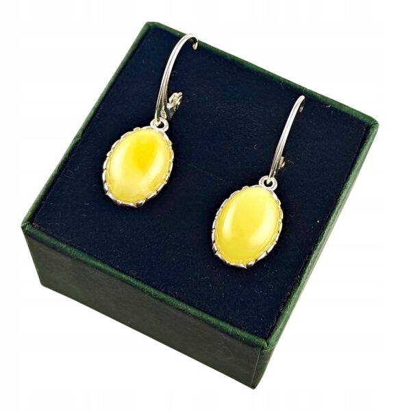Kolczyki srebrne z mlecznym bursztynem - wyjątkowe piękne - srebro 925 - zapięcie angielskie