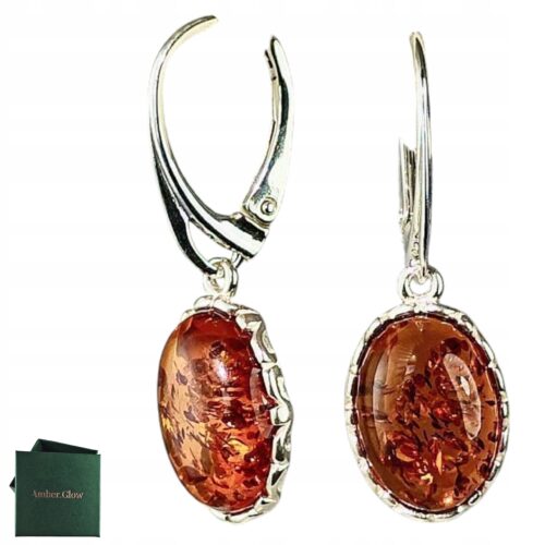 Kolczyki srebrne z bursztynem - wiszące